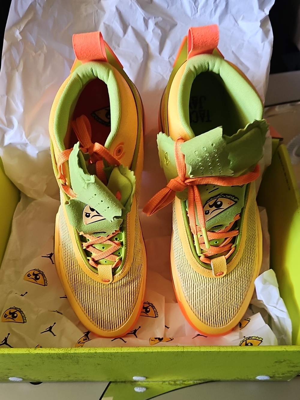 Jordan Men's Neon Yellow & Lime Green Athletic Sneakers with Orange Accents